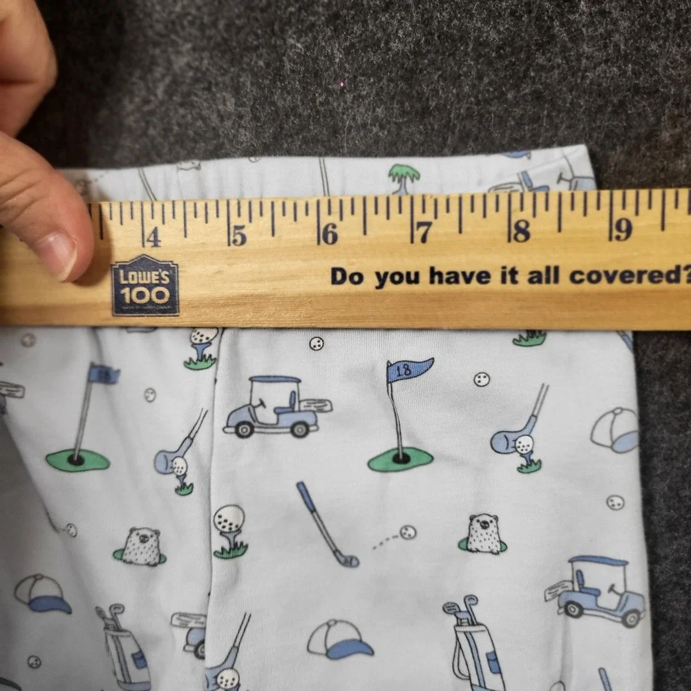 Noomie Kids 4T Pima Cotton Pajamas Set Blue Golf Cart Clubs Print Long Sleeve